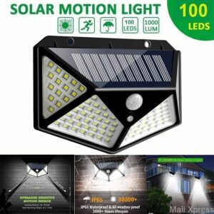 100 LED Solar PIR Motion Sensor Solar Wall Security Lights Outdoor Lamp Waterproof with 270° Wide Angle IP65 Waterproof 3 Optional Lighting Modes