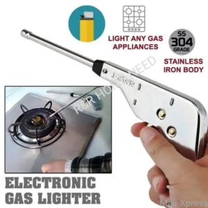 Electronic Gun Gas Lighter Automatic for LPG Stoves Gas Cooker Gun Shape Electric Igniter Spark Gas Lighter for Kitchen Stove Steel 27cm 30,000 shots guaranteed