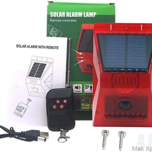 Solar Alarm Siren Outdoor Sound Light Remote Controlled Siren Home Security Alarm Strobe Light System IP65 Waterproof with Motion Detector